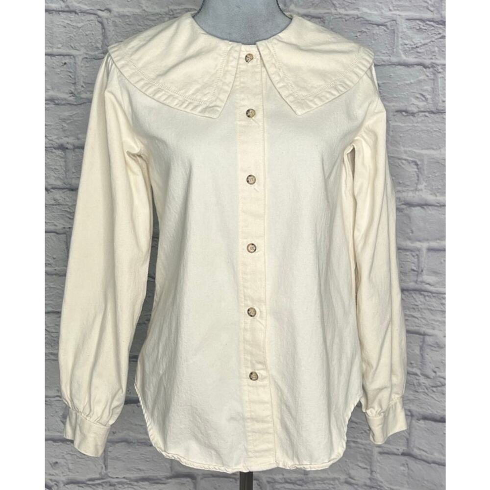 Vintage Gotcha Covered Prairie/Cottage Style Cotton Sailor Collar Blouse - Picture 2 of 8